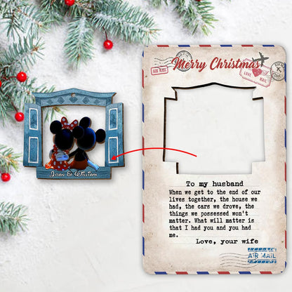 When We Get To The End - Personalized Christmas Mouse Wooden Card Pop Out Ornament