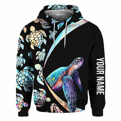 Salty Lil Beach Turtle Personalized All Over T-shirt and Hoodie