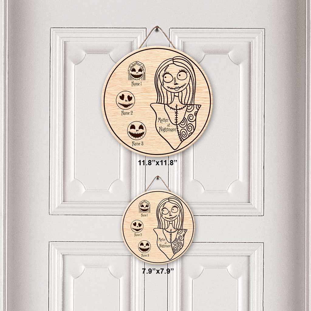 Mother Of Nightmare - Personalized Mother's Day Nightmare Round Wood Sign With 3D Pattern Print