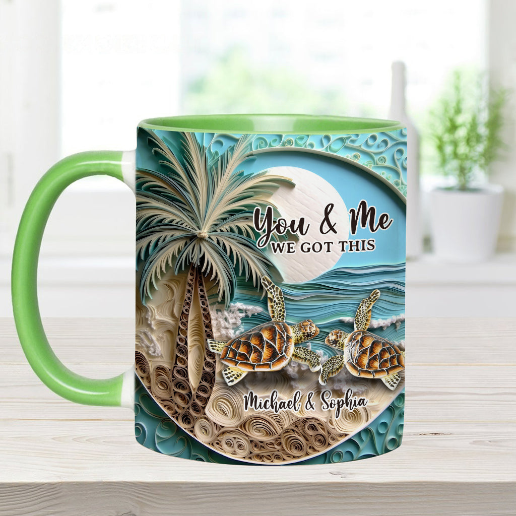Beach Scene Turle Couple - Personalized Turtle Accent Mug