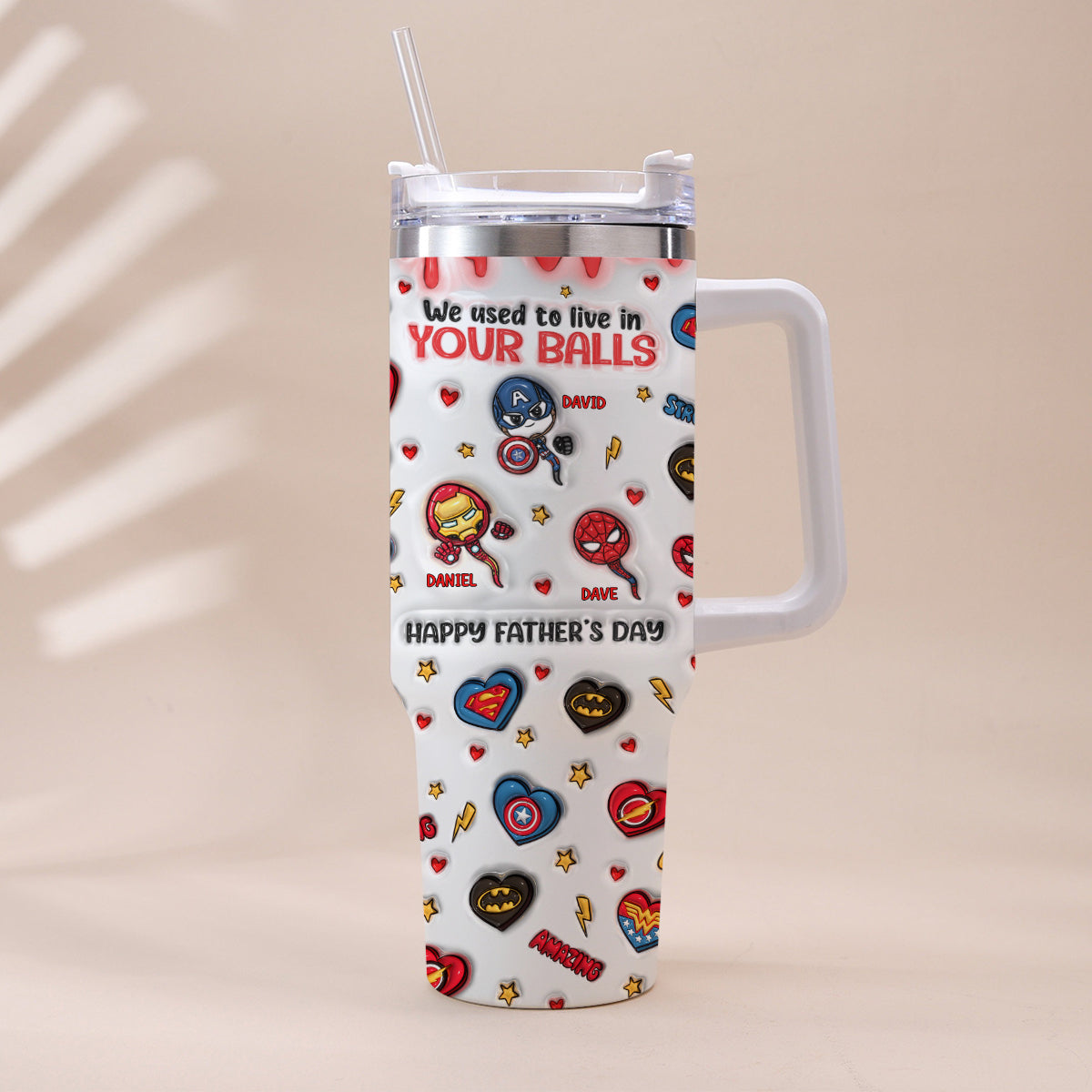 Happy Father's Day - Personalized Marvelous Universe Tumbler With Handle