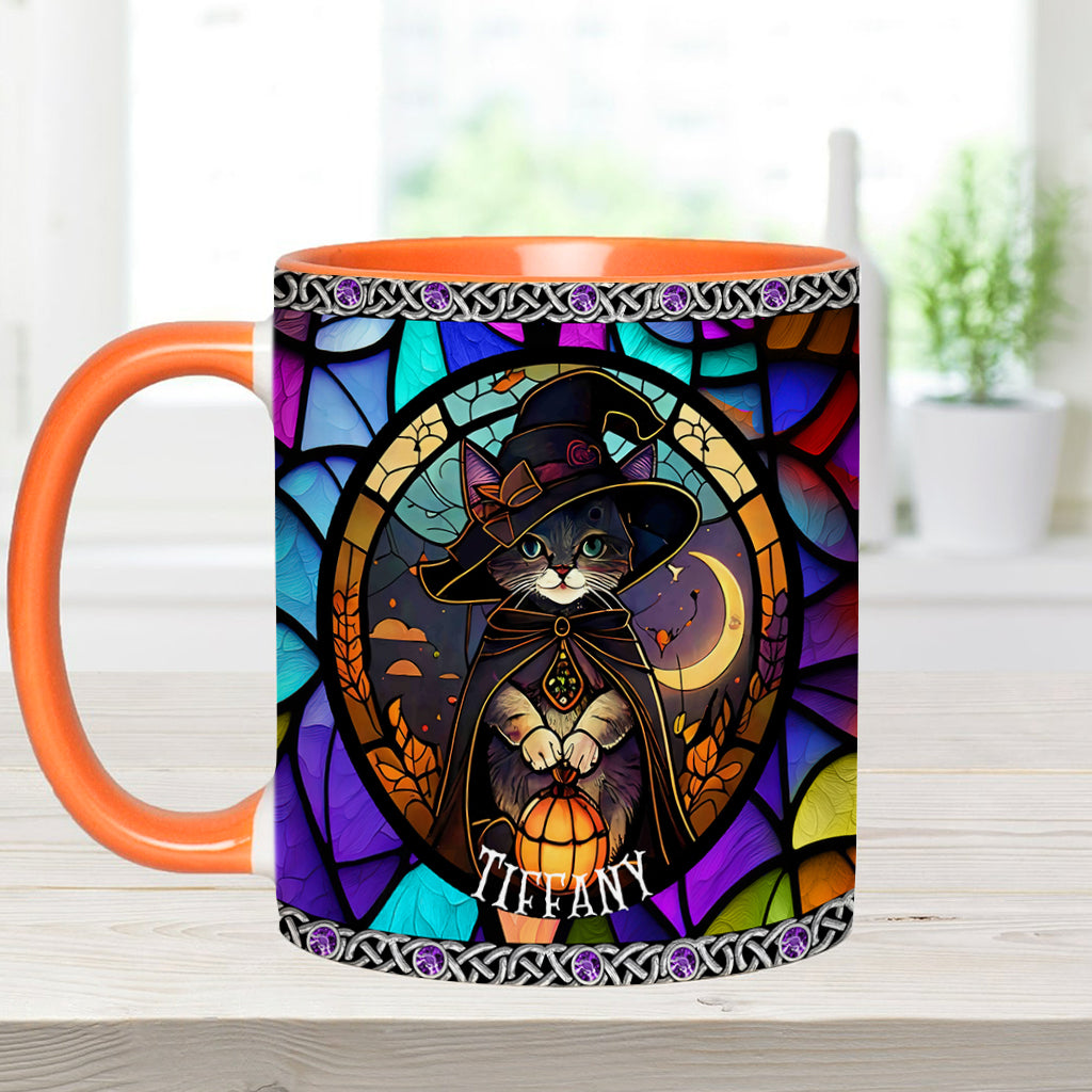 Beautiful Stained Glass Witch - Personalized Witch Accent Mug