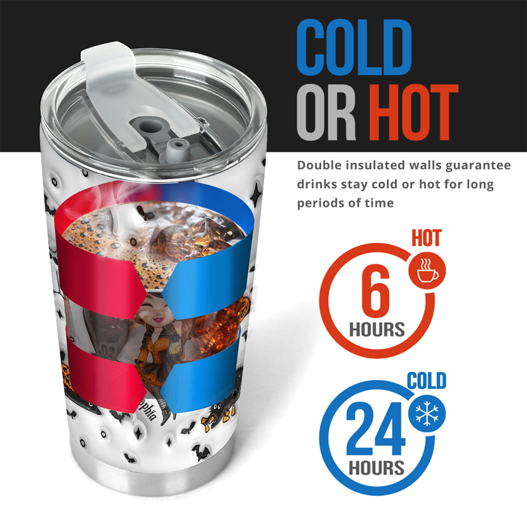 Cute Witch Halloween Ghost Boo Cat - Personalized Witch Tumbler