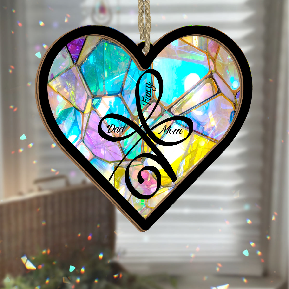 Unconditional Love - Personalized Family 2 Layered Window Hanging Suncatcher