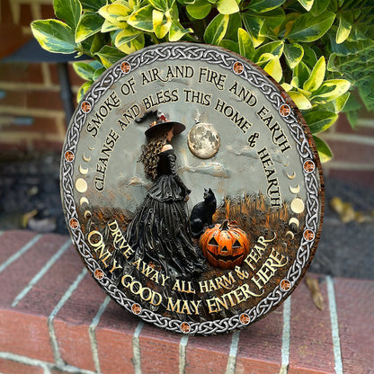 Smoke Of Air And Fire And Earth - Personalized Witch Round Wood Sign