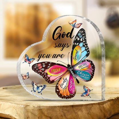 God Says You Are - Personalized Butterfly Custom Shaped Acrylic Plaque