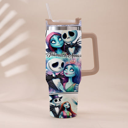 We're Simply Meant To Be - Personalized Nightmare Tumbler With Handle
