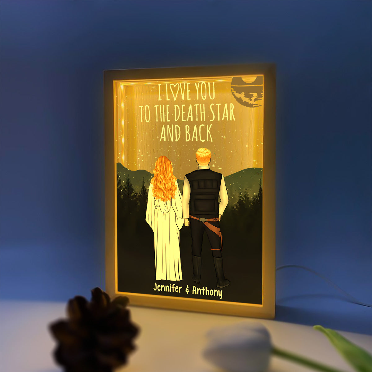 I Love You To The Death Star And Back - Personalized The Force Picture Frame Light Box