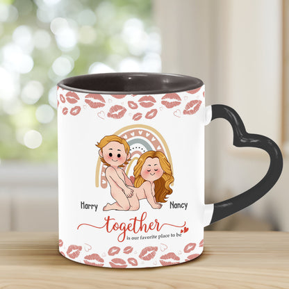 I Love You - Personalized Couple Heart Handle Mug