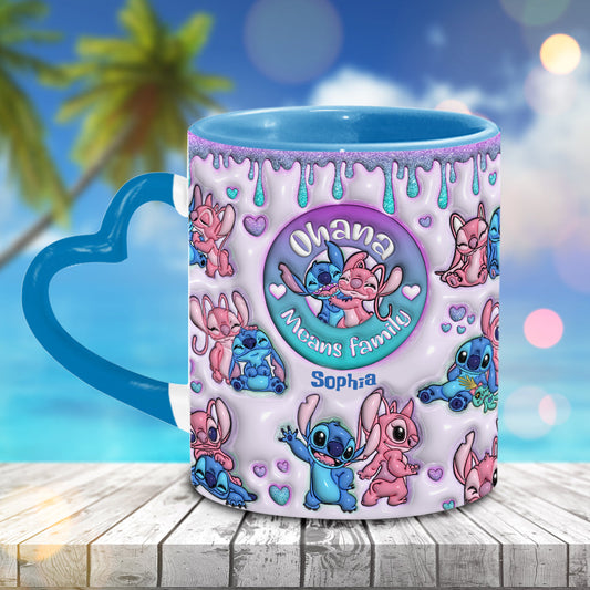 Ohana Means Family - Personalized Ohana Heart Handle Mug