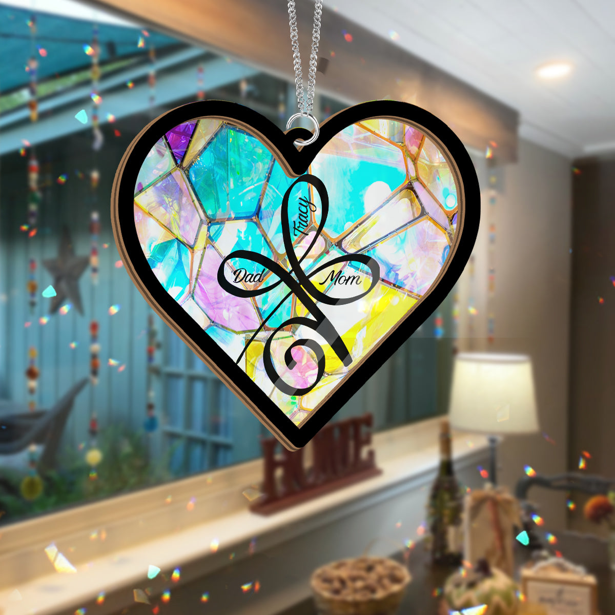 Unconditional Love - Personalized Family 2 Layered Window Hanging Suncatcher