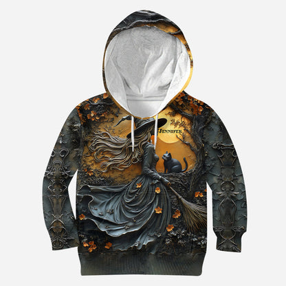 Beautiful Witch & Her Black Cat - Personalized Witch All Over Shirt