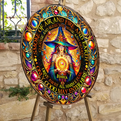 Smoke Of Air And Fire And Earth - Personalized Witch Round Wood Sign