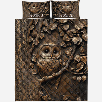Stunning Owl - Personalized Owl Quilt Set