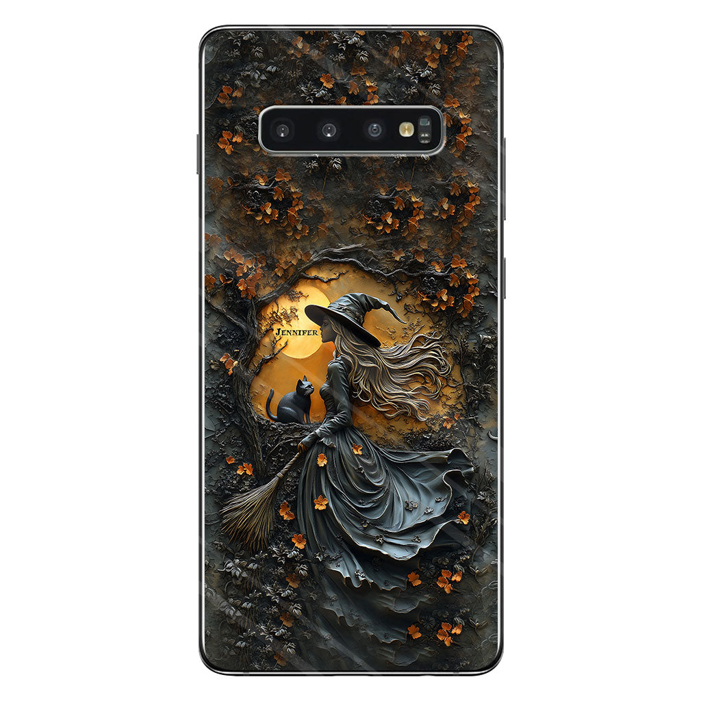 Beautiful Witch & Her Black Cat - Personalized Witch Phone Case