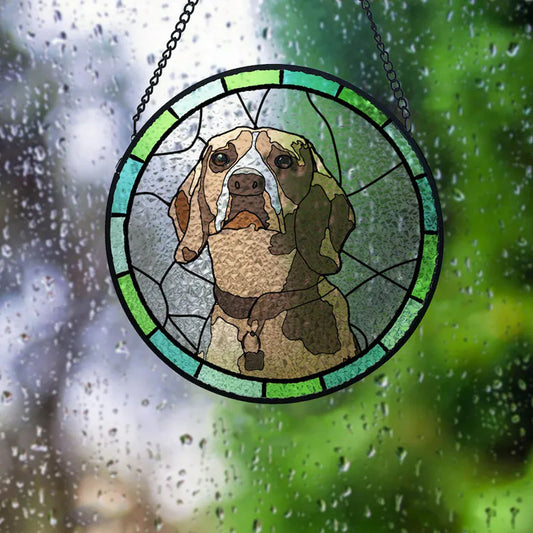 Custom Dog Portrait Picture - Personalized Dog Window Hanging Suncatcher Ornament