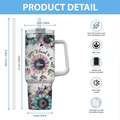 First Mom Now Grandma - Personalized Grandma Tumbler With Handle