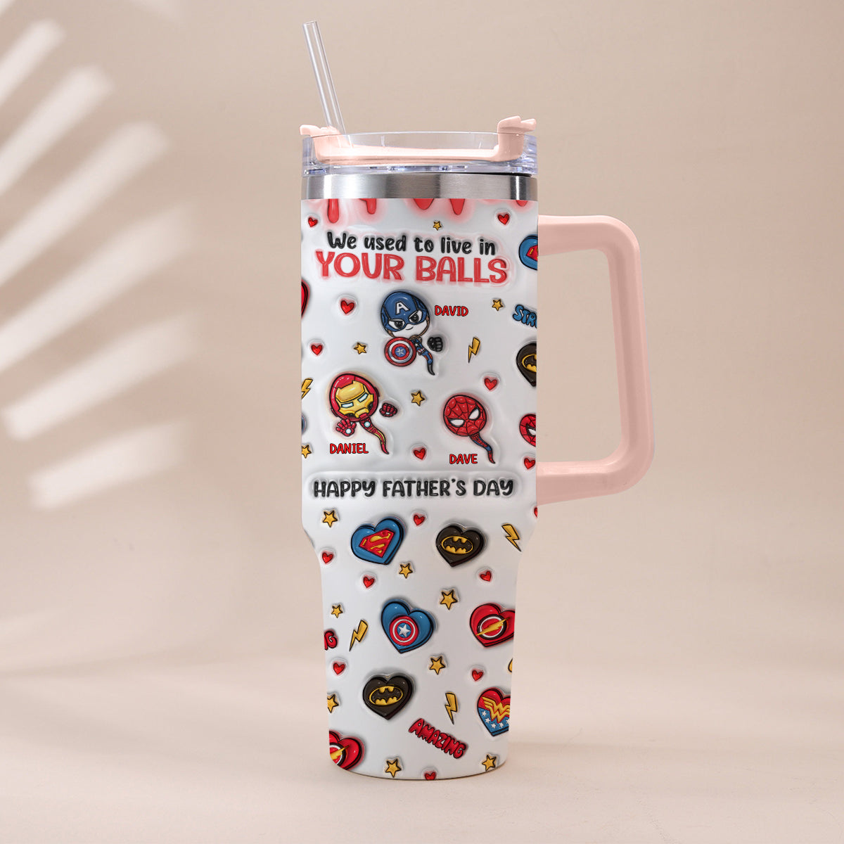 Happy Father's Day - Personalized Marvelous Universe Tumbler With Handle
