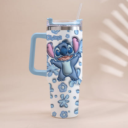 Ohana Blue - Personalized Ohana Tumbler With Handle