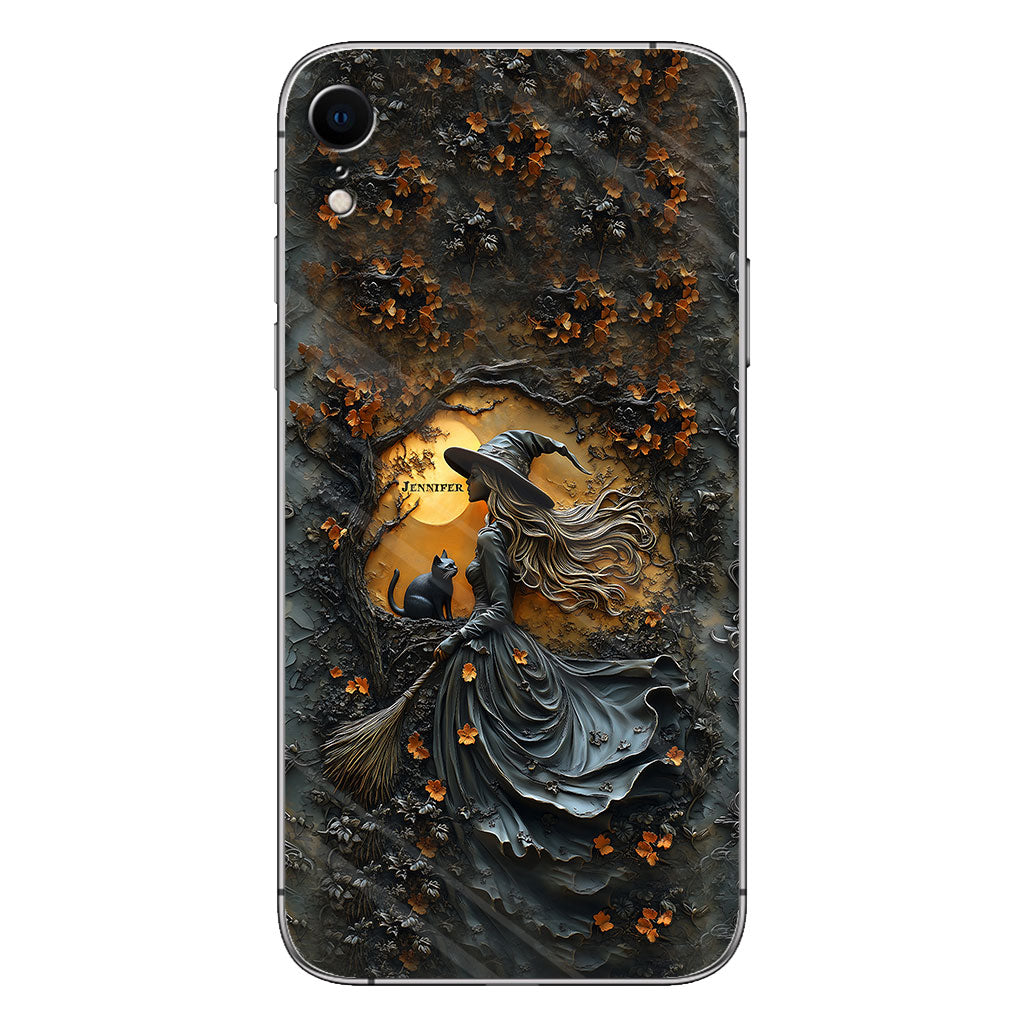Beautiful Witch & Her Black Cat - Personalized Witch Phone Case