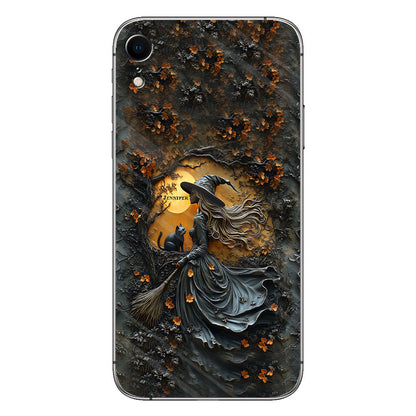 Beautiful Witch & Her Black Cat - Personalized Witch Phone Case