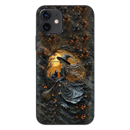 Beautiful Witch & Her Black Cat - Personalized Witch Phone Case