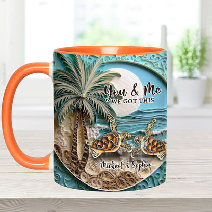Beach Scene Turle Couple - Personalized Turtle Accent Mug