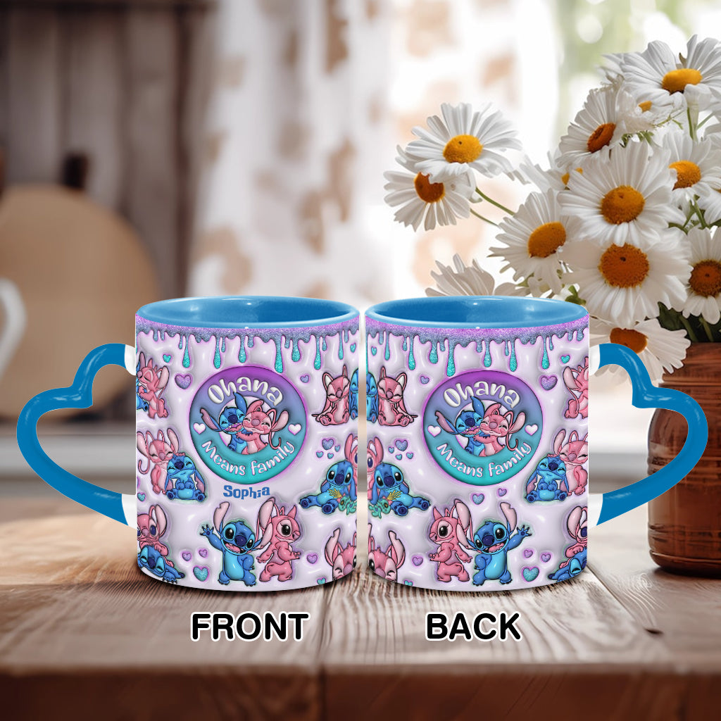 Ohana Means Family - Personalized Ohana Heart Handle Mug