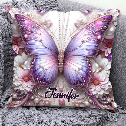 Purple Butterflies - Personalized Butterfly Throw Pillow