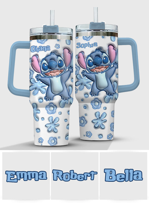 Ohana Blue - Personalized Ohana Tumbler With Handle