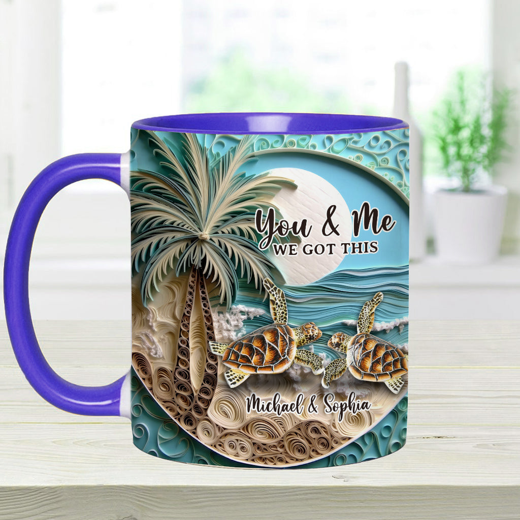 Beach Scene Turle Couple - Personalized Turtle Accent Mug