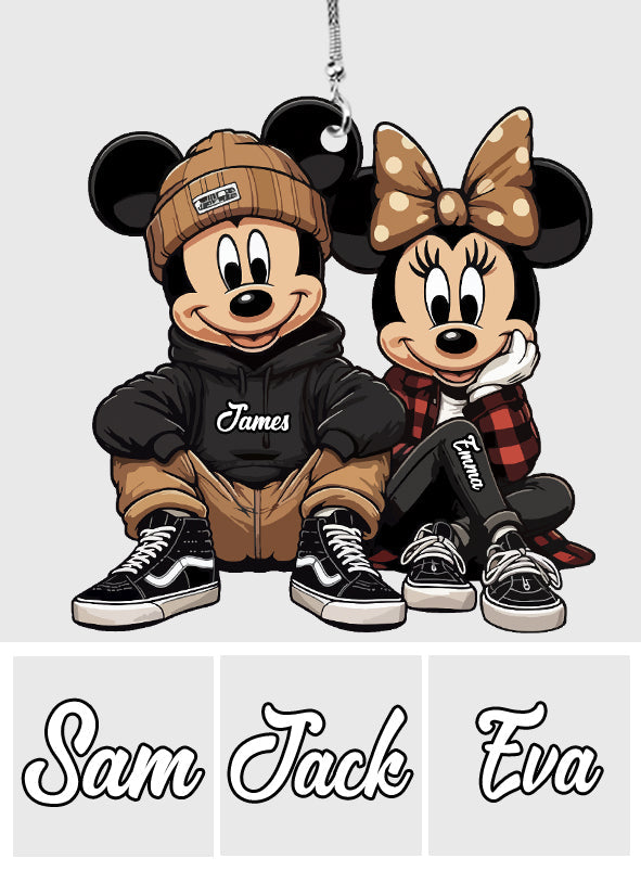 Chicano Mouse Couple - Personalized Mouse Car Ornament