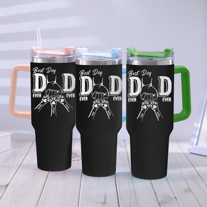 Best Dog Dad Ever - Personalized Dog Tumbler With Handle
