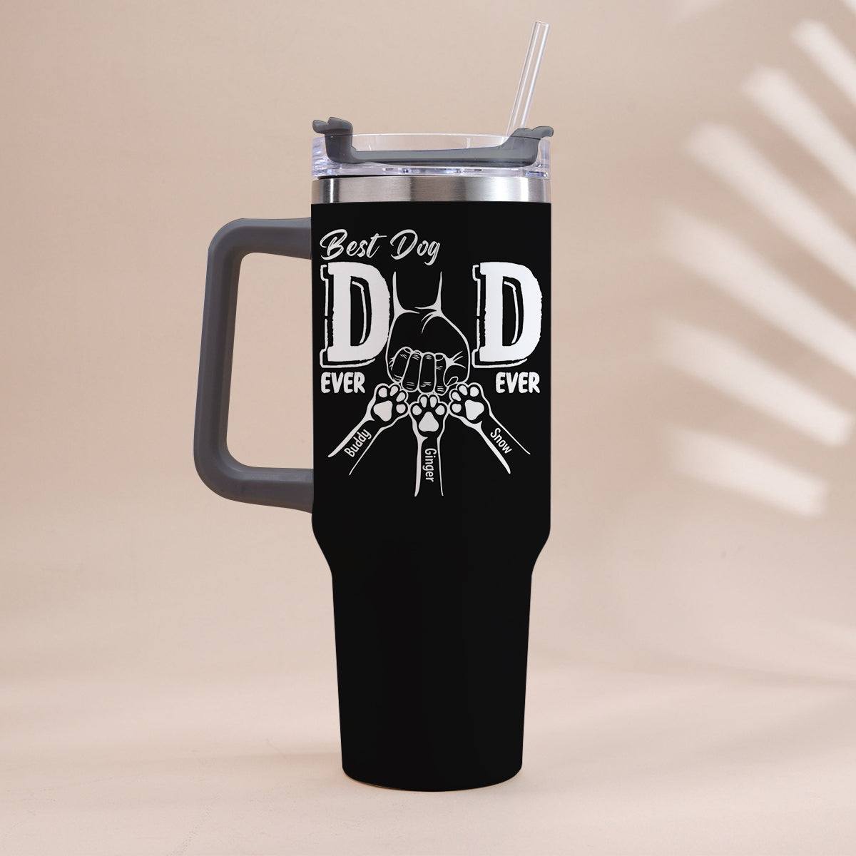 Best Dog Dad Ever - Personalized Dog Tumbler With Handle