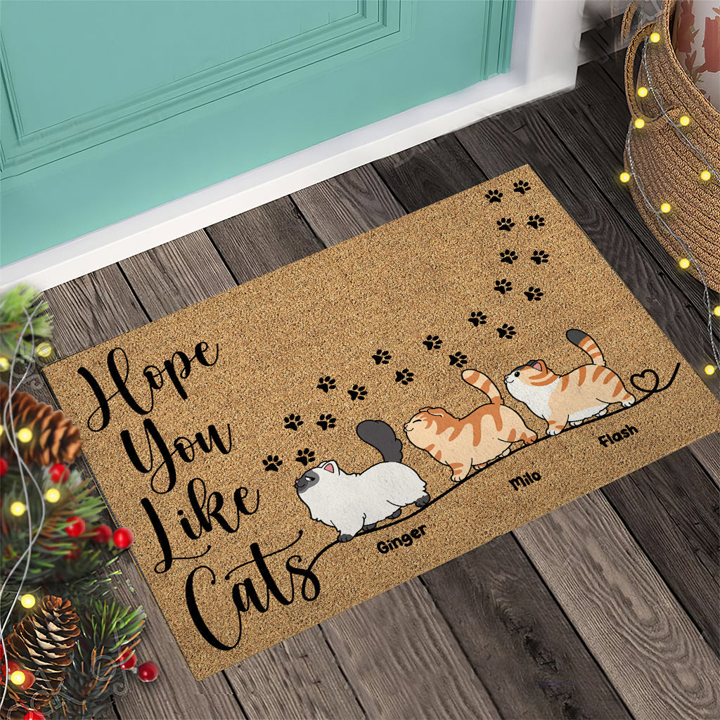 Hope You Like Cats - Personalized Cat Doormat