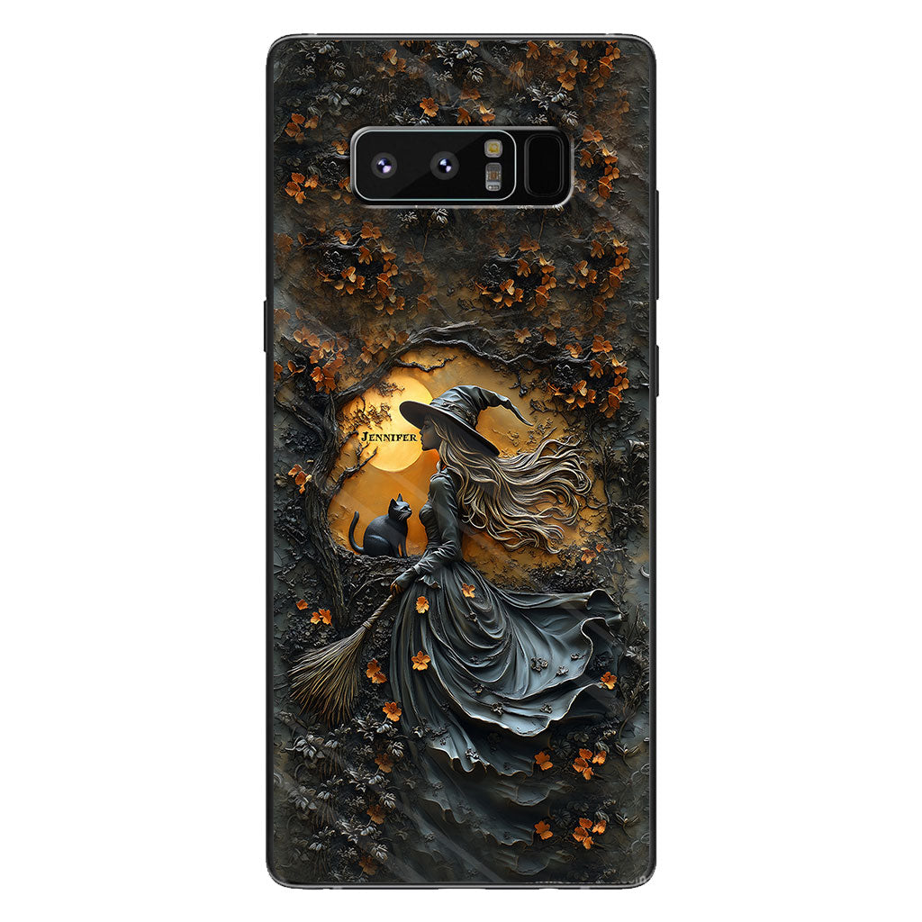 Beautiful Witch & Her Black Cat - Personalized Witch Phone Case