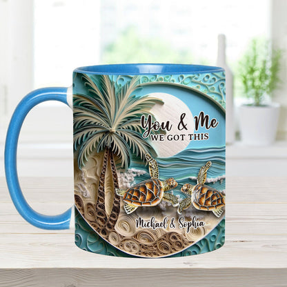 Beach Scene Turle Couple - Personalized Turtle Accent Mug