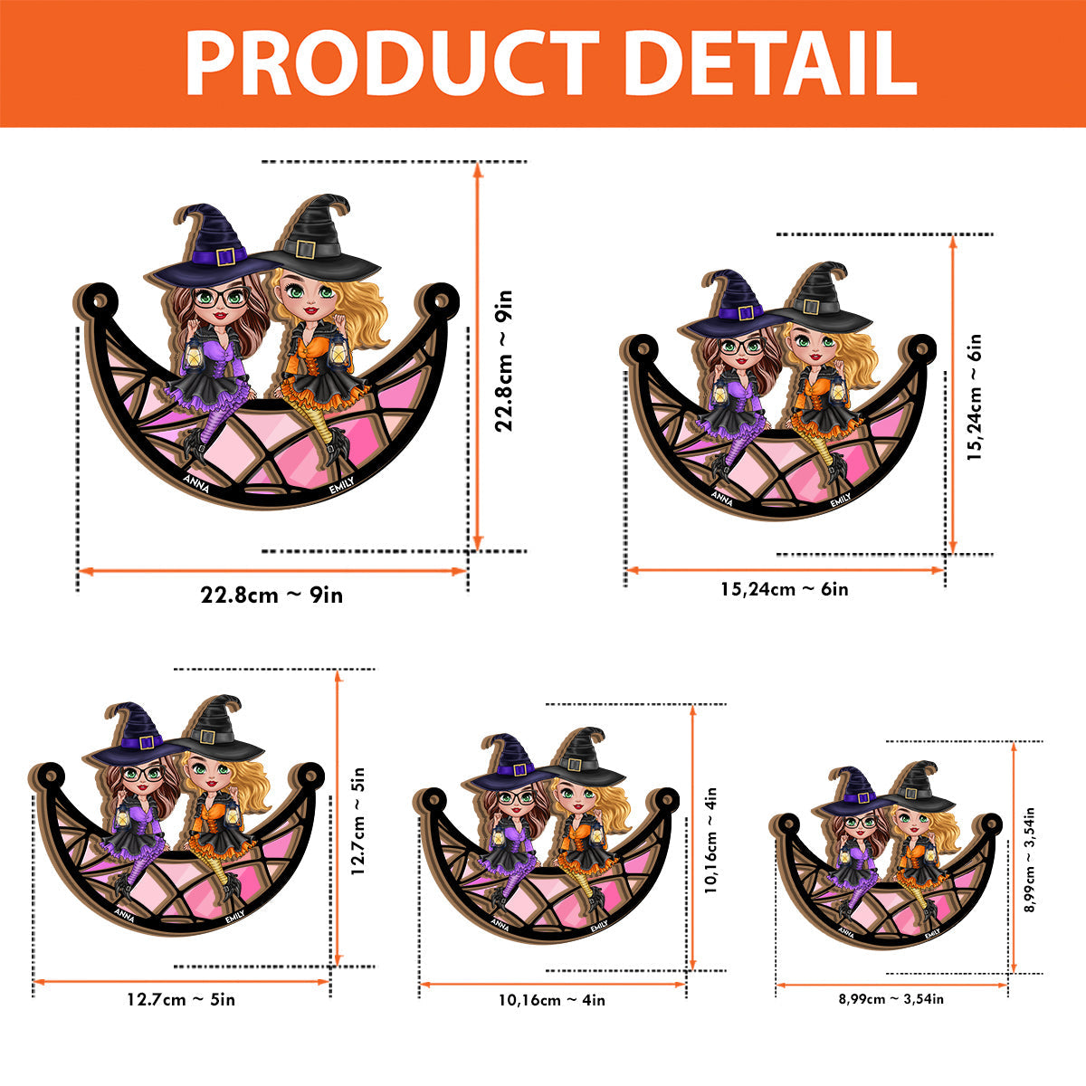 Witches - Personalized Witch 2 Layered Window Hanging Suncatcher