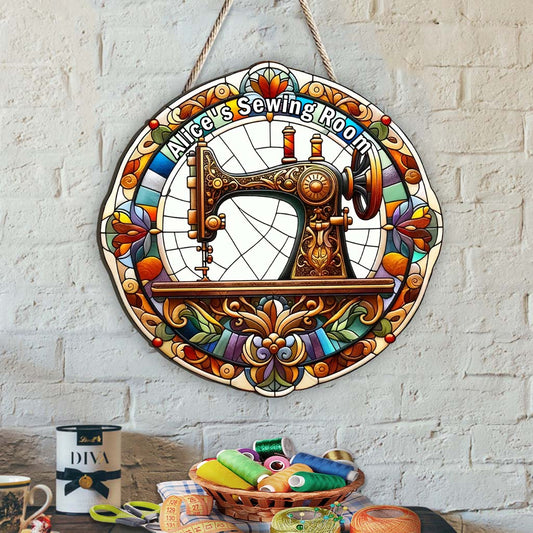 Your Name's Sewing Room - Personalized Sewing Custom Shaped Wood Sign