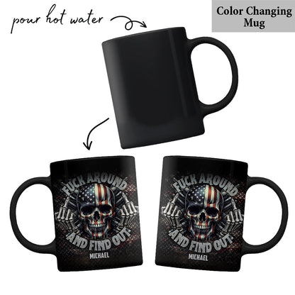 American Flag Skeleton - Personalized Skull Mug