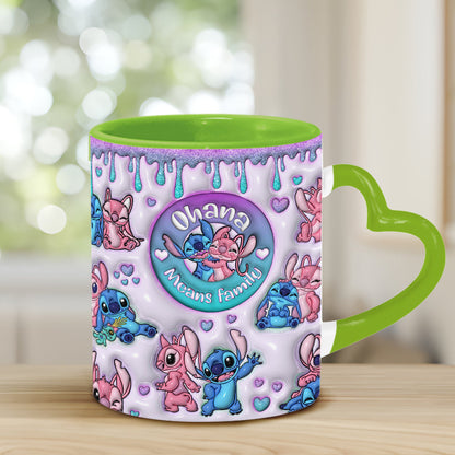 Ohana Means Family - Personalized Ohana Heart Handle Mug