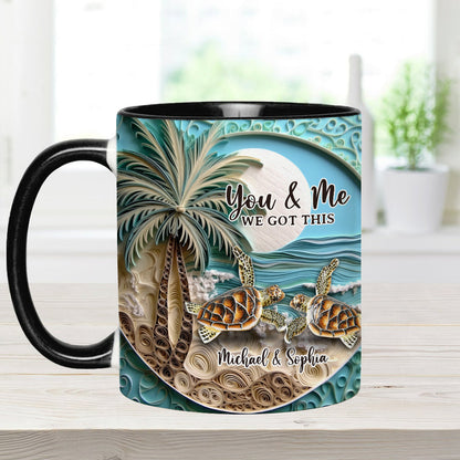 Beach Scene Turle Couple - Personalized Turtle Accent Mug