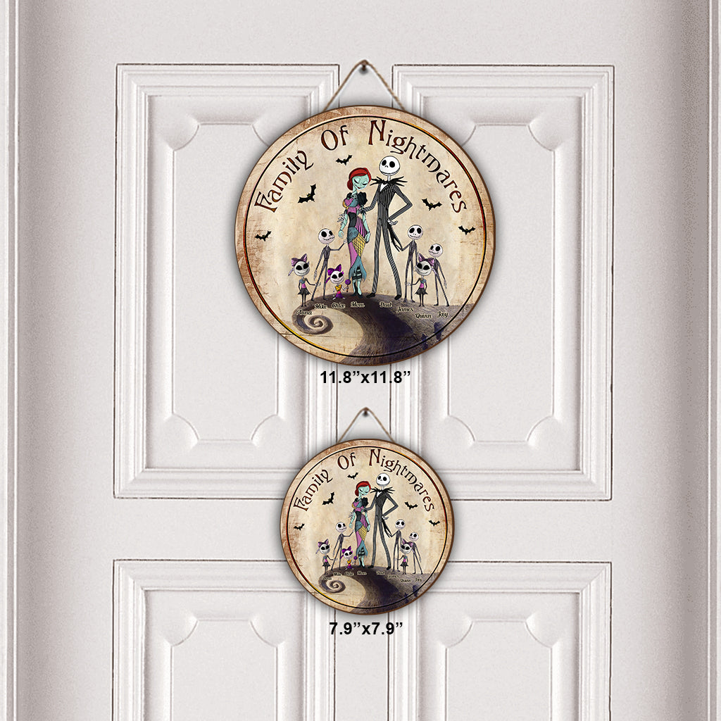 Family Mother Father Of Nightmares - Personalized Nightmare Round Wood Sign
