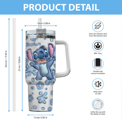Ohana Blue - Personalized Ohana Tumbler With Handle
