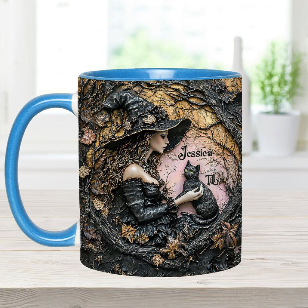 A Witch And Her Black Cat It's A Beautiful Thing - Personalized Witch Accent Mug