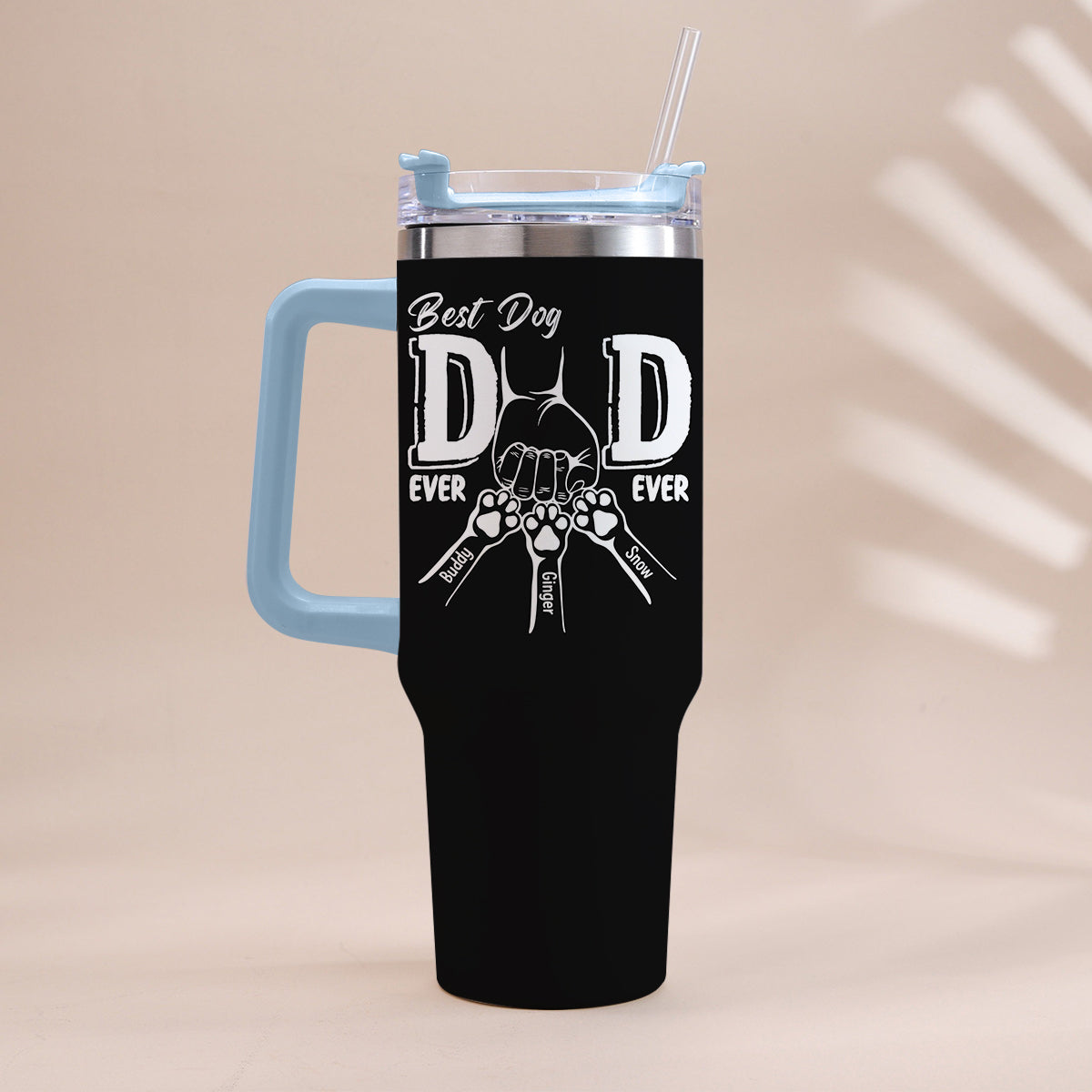 Best Dog Dad Ever - Personalized Dog Tumbler With Handle