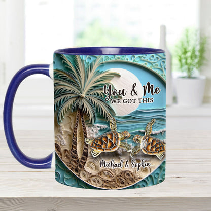 Beach Scene Turle Couple - Personalized Turtle Accent Mug