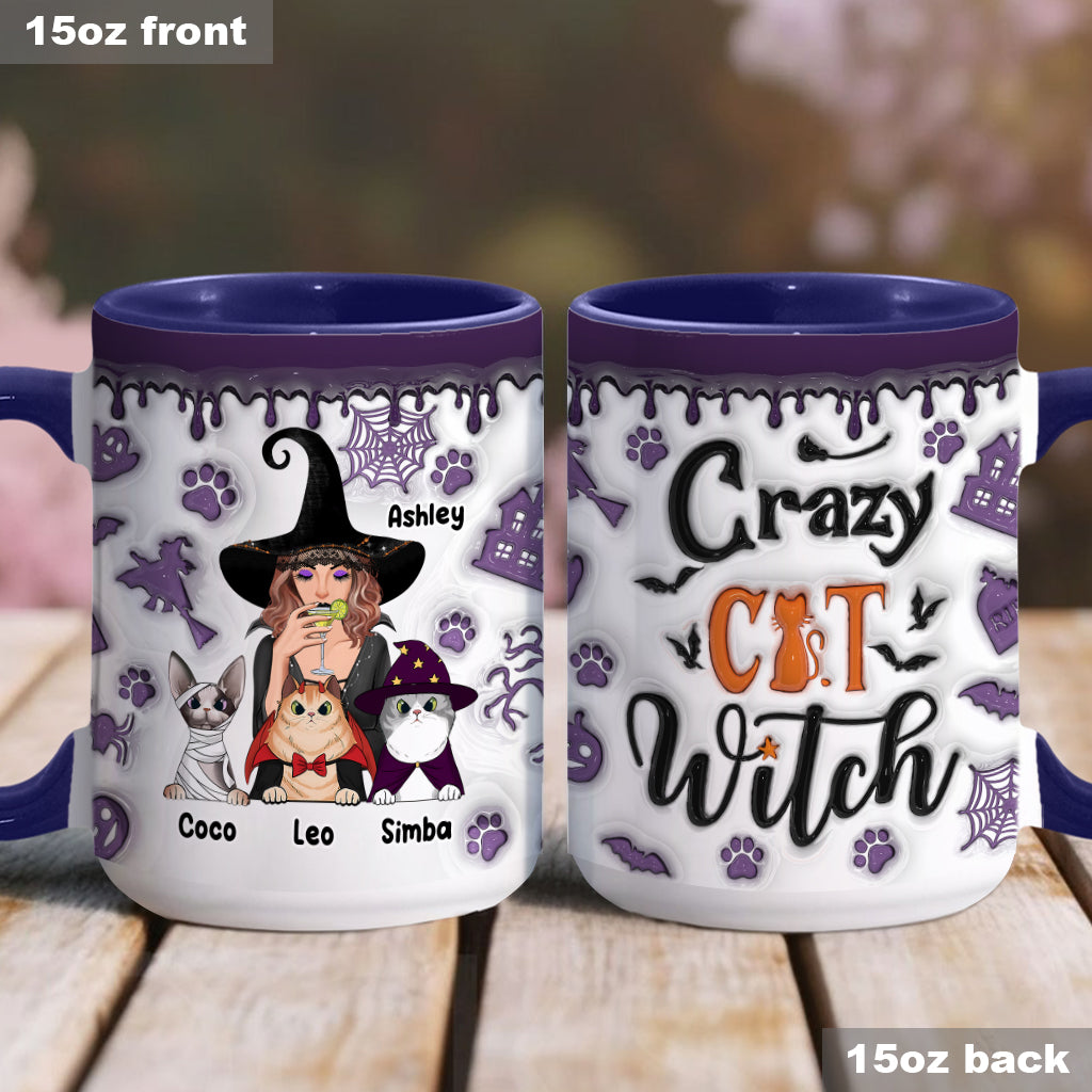 Crazy Cat Witch - Personalized Witch Accent Mug