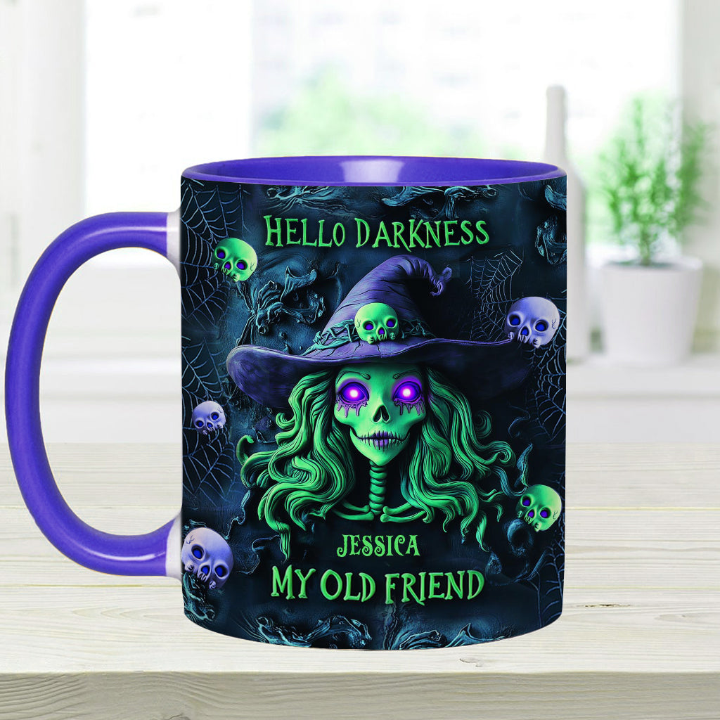 Hello Darkness My Old Friend - Personalized Witch Accent Mug
