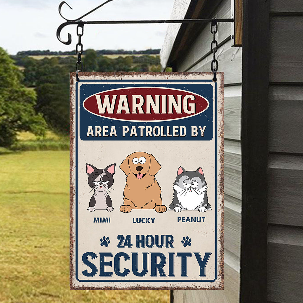 24 Hour Security - Personalized Dog Rectangle Metal Sign